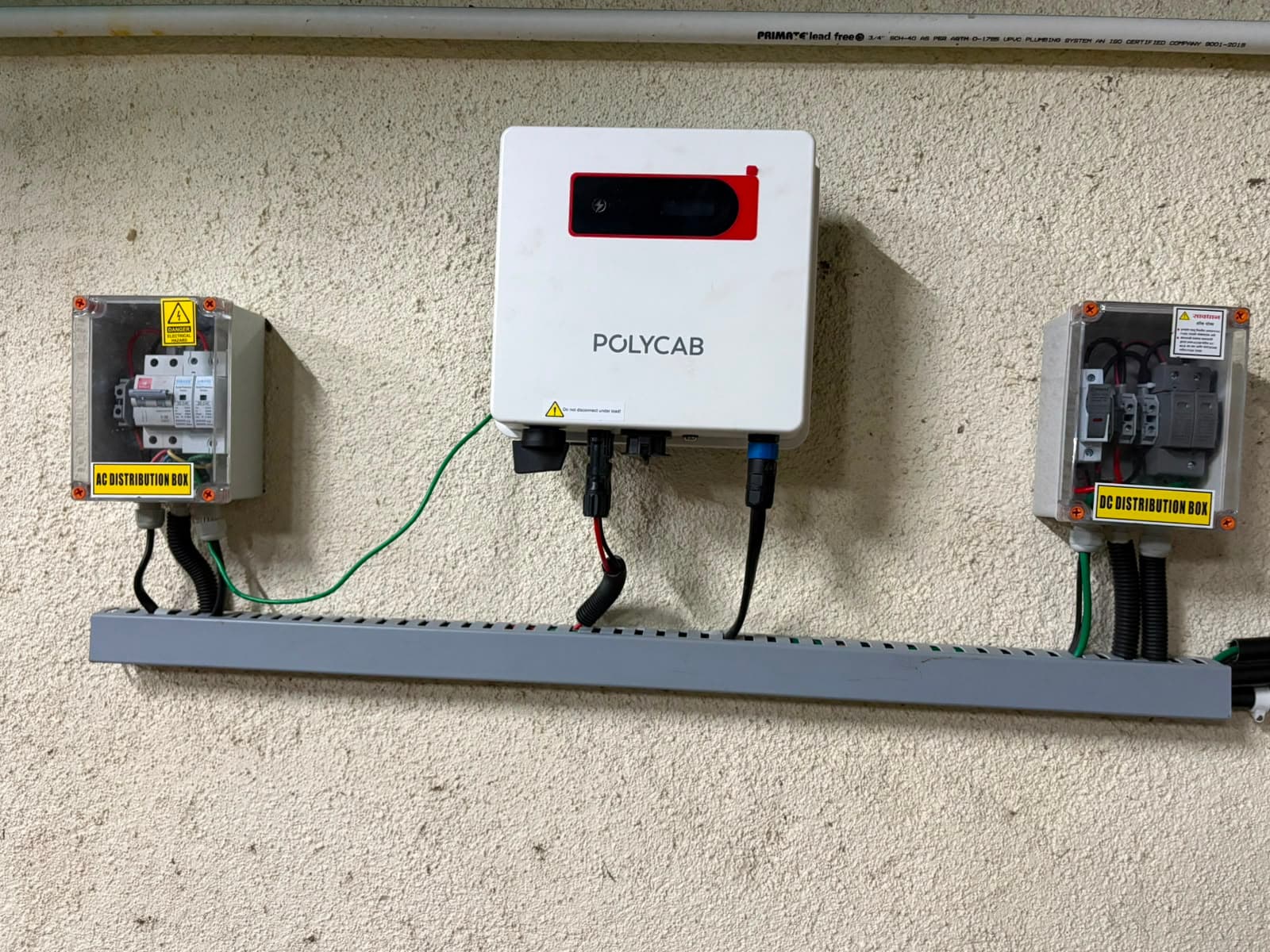 Polycab string inverter between AC and DC distribution boxes