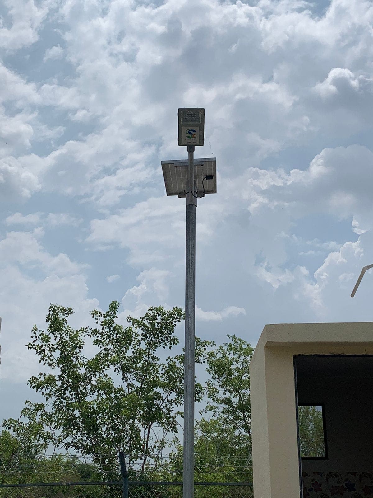 Solar street light on a galvanised pole