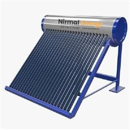 Evacuated-tube solar water heater unit on its mounting frame
